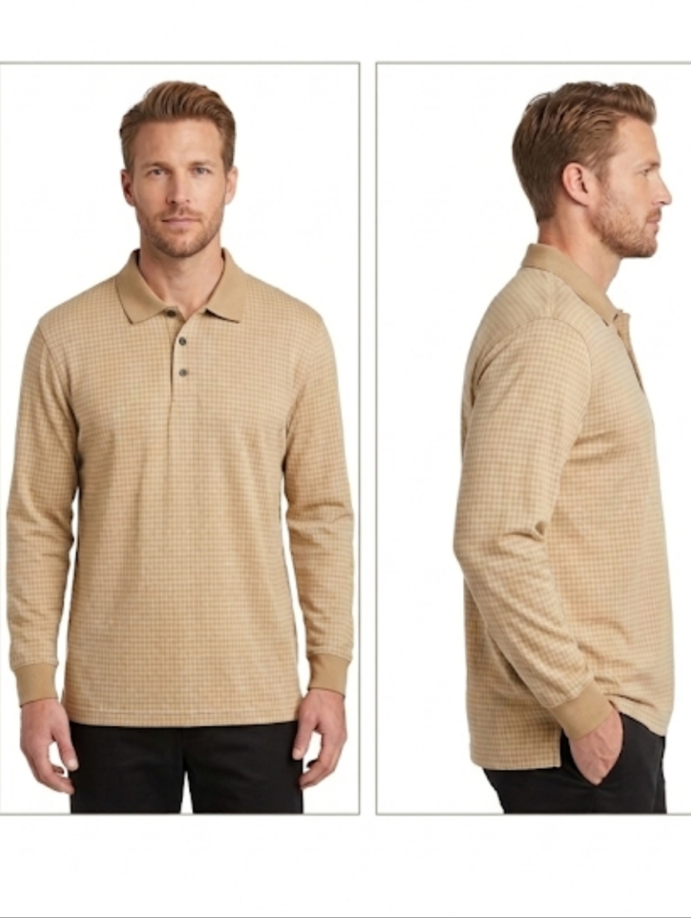 📌3for$10 Van Heusen Men's Tan and Cream Polo Shirts Size XXL